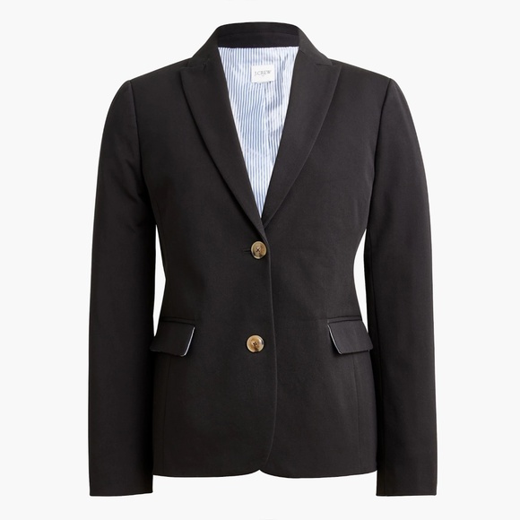 New J.CREW Size 6 Cotton-Blend two-Button Blazer in Black $198 BP095